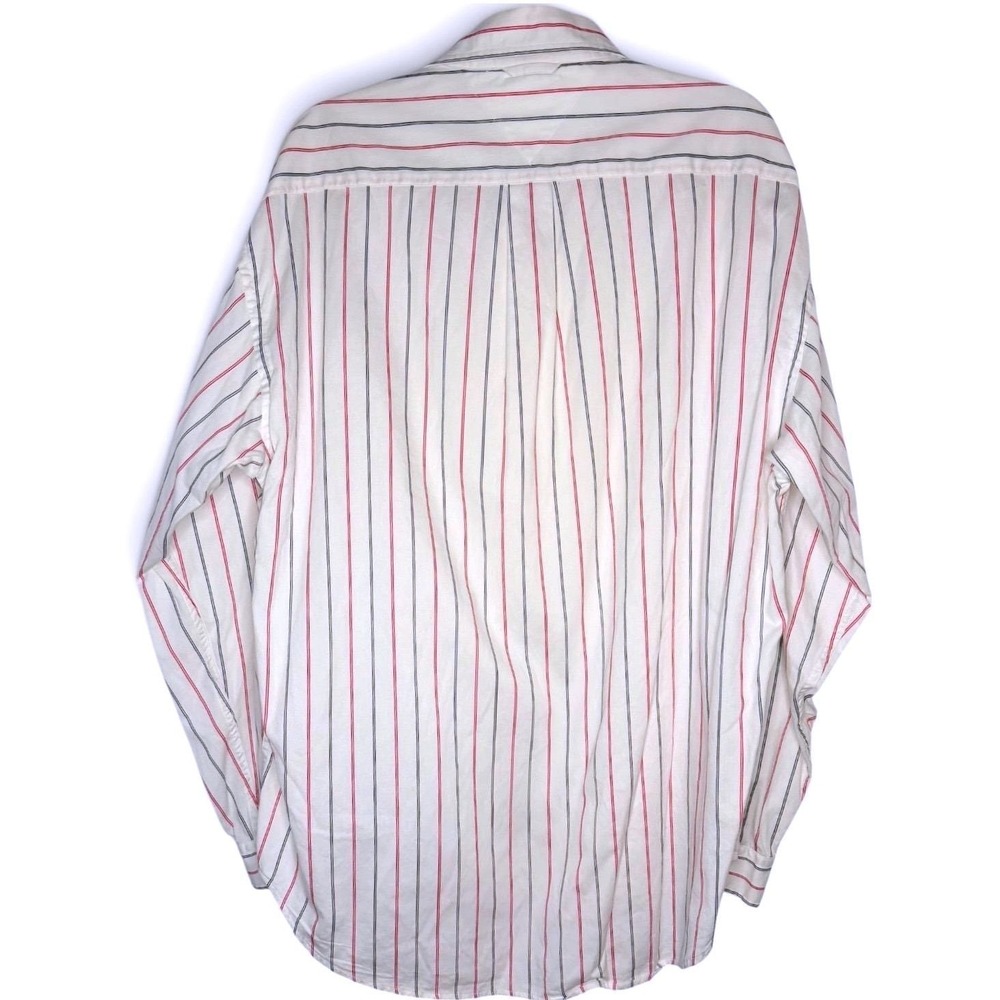 Tommy Hilfiger Button Down Long Sleeve Men XL White Striped Crest Vintage 90s - Picture 4 of 8